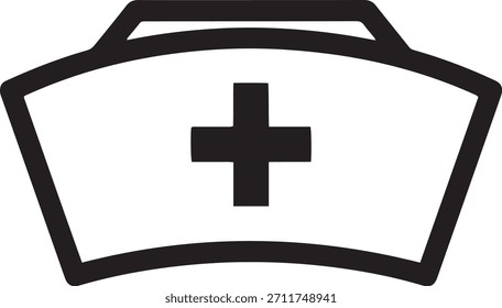  Diseño minimalista de Vector de icono de sombrero de enfermera en estilo de silueta de arte de línea limpia audaz elemento gráfico de signo de símbolo médico simple moderno para ilustración profesional y uso digital