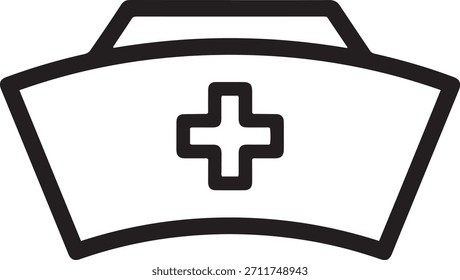  Diseño minimalista de Vector de icono de sombrero de enfermera en estilo de silueta de arte de línea limpia audaz elemento gráfico de signo de símbolo médico simple moderno para ilustración profesional y uso digital