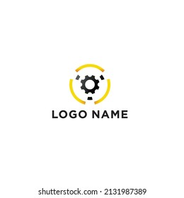 Minimalist O Gear Logo. Engineering Mechanical Tools Design Vector, Illustration Vintage of Automotive Garage Concept