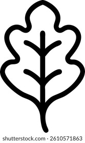 Minimalist Oak Leaf Outline with Smooth Curves Vector Silhouette Design
