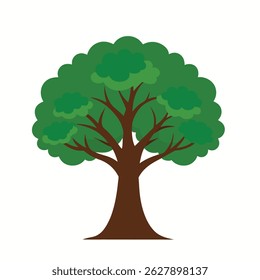 "Minimalist Oak Tree Icon on White Background"