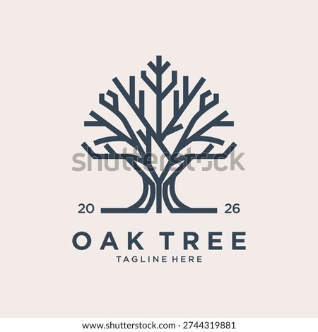 Minimalist oak tree logo with branch trunk
