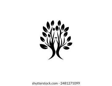Minimalist Oak Tree vector logo. Modern Green Oak Tree logo vector logo. Tree of life logo
