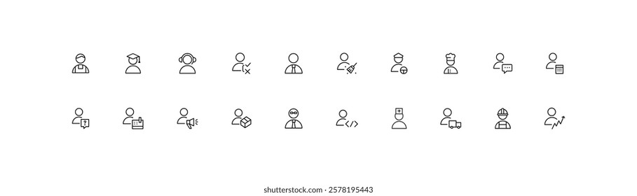 Minimalist Occupation and Profession Icons Set Vector