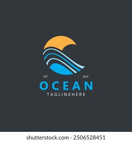The minimalist ocean logo design with a round shape, ocean beach, sea water, is simple, unique and modern