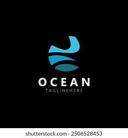 The minimalist ocean logo design with a round shape, ocean beach, sea water, is simple, unique and modern