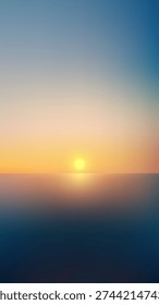 Minimalist ocean sunset background with soft blue and gold gradient for product display and serene nature concepts