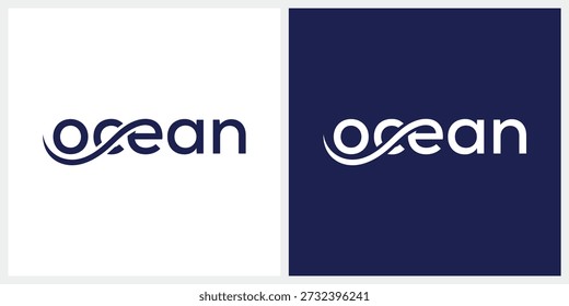 Minimalist ocean text logo design inspiration