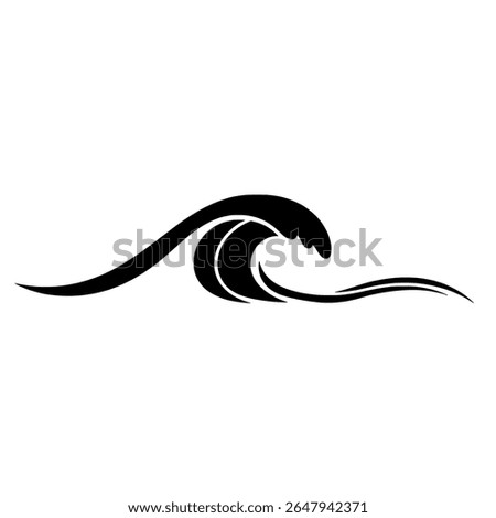 Minimalist Ocean Wave - Black and White Surf Icon for Nautical Logos and Water-Themed Design