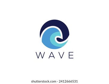 Minimalist Ocean wave logo design vector template