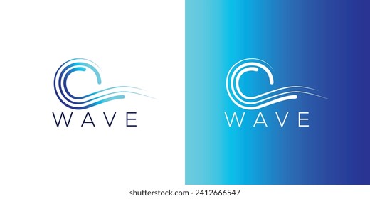 Minimalist Ocean wave logo design vector template
