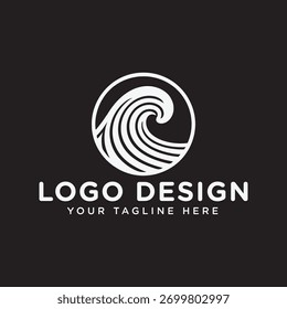 Diseño minimalista del logotipo de Ocean Wave en Circle