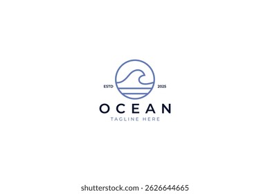 Minimalist Ocean Wave Logo Representing Surf, Beach, and Coastal Adventure
