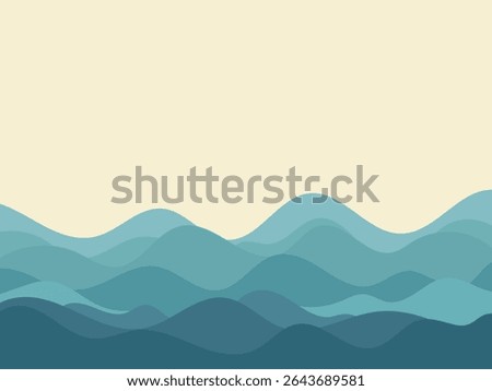 Minimalist ocean waves background with layered flat sea waves and soft sky. Perfect for maritime themes, history, or travel design.