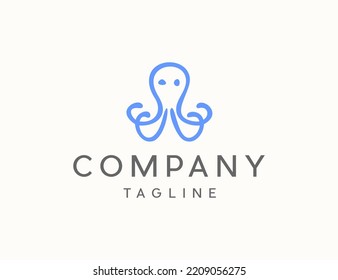 Minimalist octopus line logo design