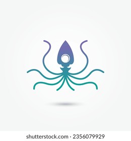 minimalistisches Tintenfisch-Logo, Vektorgrafik-Design. Kalmare Linie Symbol Design.