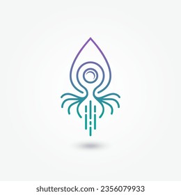 diseño de ilustración de vector con logotipo de pulpo minimalista. diseño de icono de línea de calamar.