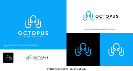 Minimalist octopus tentacles with a modern abstract style, line art style, sea animal symbols, graphic design illustrations.