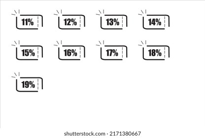 Minimalist offer off style 11% eleven,12% twelve,13% thirteen,14% fourteen,15% fifteen,16% sixteen,17% seventeen,18% eighteen,19% nineteen, percente discount in black and white ballon