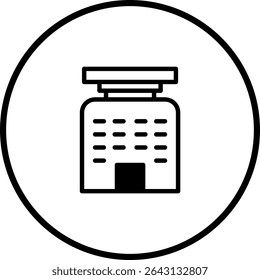 Minimalist Office Building Icon Within a Circular Frame for Digital Design Projects