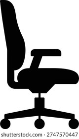 minimalist office chair vector icon, ergonomic swivel desk chair silhouette for corporate business and workspace design