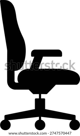 minimalist office chair vector icon, ergonomic swivel desk chair silhouette for corporate business and workspace design