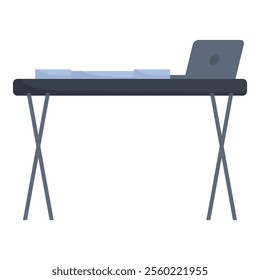 Minimalist office desk with a laptop is waiting for a productive day