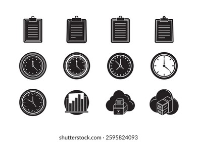 Minimalist Office Icon Set for Business and Productivity
