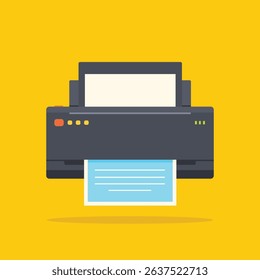 Minimalist office manager printer icon. Flat illustration of printer icon with paper for web design