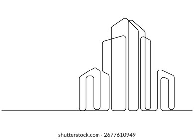 Desenho de vetor simples com contorno minimalista da torre de escritório
