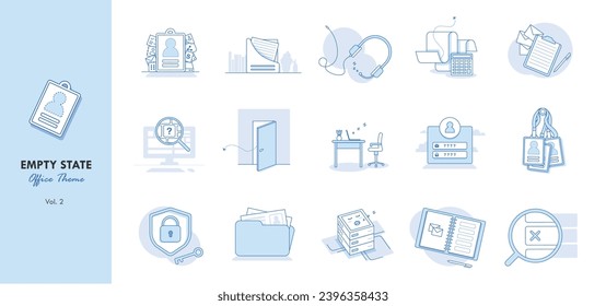Minimalist office vector with serene blue sky backdrop. Versatile for presentations, web, and design projects. Clean and inviting empty state concept.