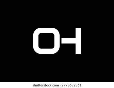 Minimalist OH Letter Logo Monogram. Modern geometric logo combining two letter