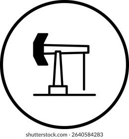 Minimalist Oil Pump Icon within a Circle Frame, representing Energy Production