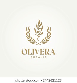 minimalist olive branch with flower ornaments icon logo vector illustration design. simple modern olive oil, wellness, health and beauty logo concept