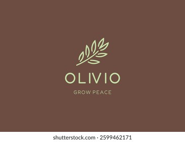 Minimalist Olive Branch Logo – A refined olive branch, symbolizing peace, unity, and prosperity.