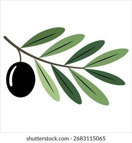 Arte vectorial minimalista del bosquejo de la rama de oliva aislado blanco