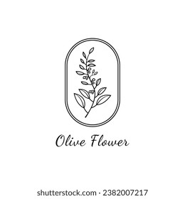 Minimalist olive flower logo design idea with frame