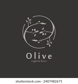 Diseño minimalista de logotipos de oliva con ilustración vectorial.