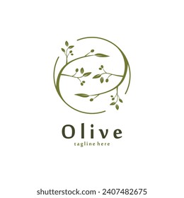 Minimalist Olive Logo Design with Vector Illustration.