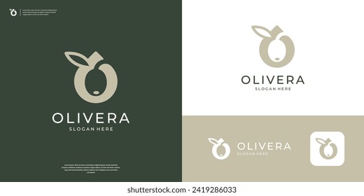 Minimalist olive oil logo design template