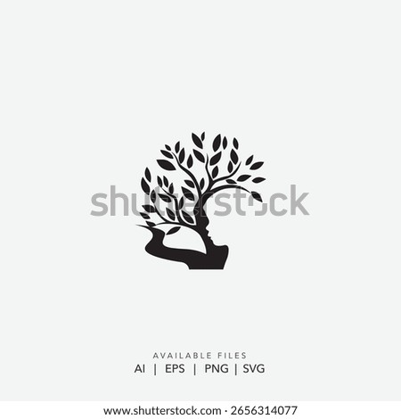 Minimalist olive tree silhouette logo, organic natural food brand identity, vintage Mediterranean agriculture symbol