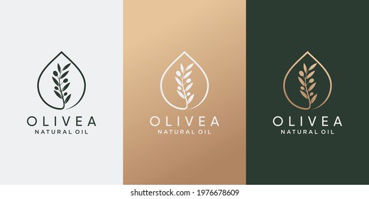 Minimalist olive tree and water drop logo design with creative concept.
