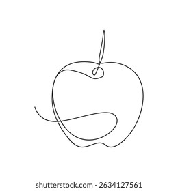  Desenho Minimalista De Uma Linha Da Maçã. Frutas saudáveis Contínuo Art.3