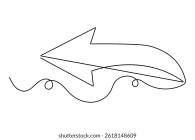Minimalist one line arrow vector  continuous one line drawing isolated illustration