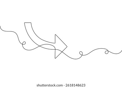 Minimalist one line arrow vector  continuous one line drawing isolated illustration