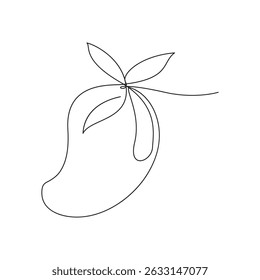 Minimalist One Line Art Mango Fruit with Leaf2