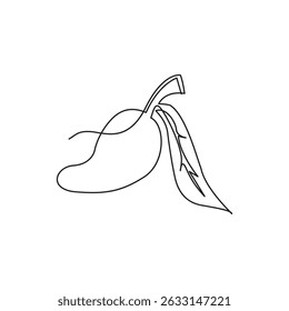 Minimalista Uma Linha Arte Manga Fruto com Folha3