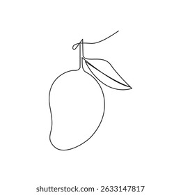 Minimalist One Line Art Mango Fruit with Leaf7