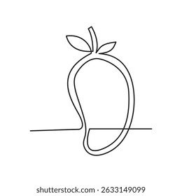 Minimalistisch One Line Art Mango Fruit mit Blatt14