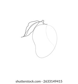 Minimalistisch One Line Art Mango Fruit mit Blatt17